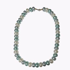 Elegant Faux Pearl White Blue Bead Choker Necklace Evening Fashion Jewelry Women